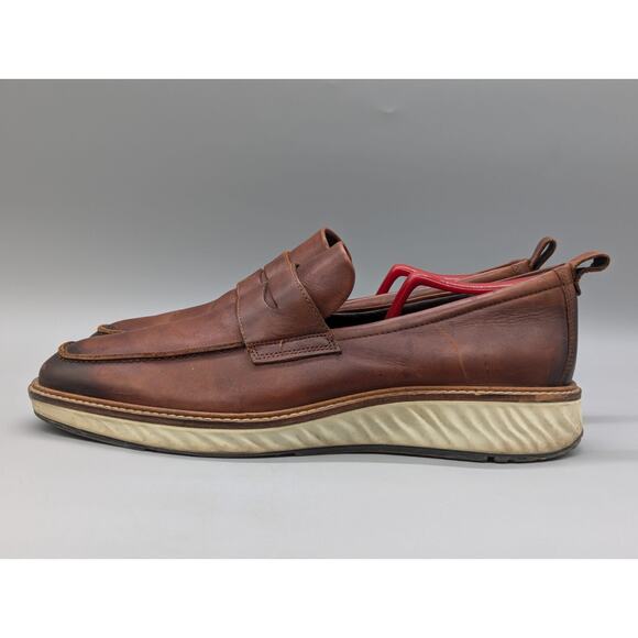 ECCO ST.1 Hybrid Leather Penny Loafers Shoes Slip On Cognac Brown Size 11 main image 9